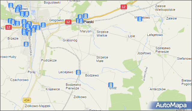 mapa Strzelce Małe gmina Piaski, Strzelce Małe gmina Piaski na mapie Targeo