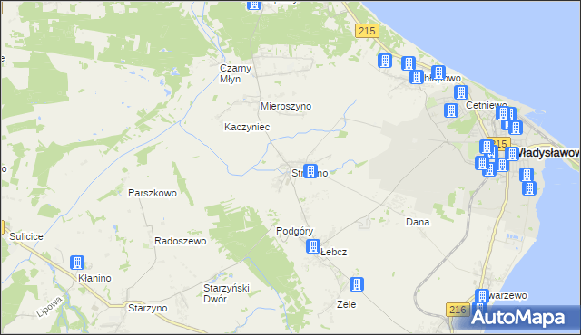 mapa Strzelno gmina Puck, Strzelno gmina Puck na mapie Targeo