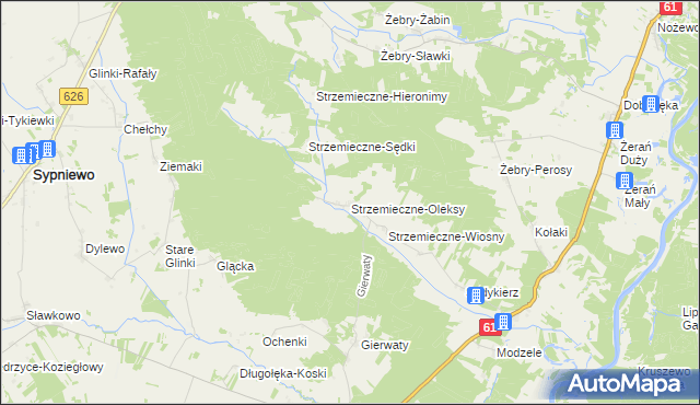 mapa Strzemieczne-Oleksy, Strzemieczne-Oleksy na mapie Targeo