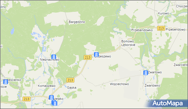 mapa Strzeszewo gmina Wicko, Strzeszewo gmina Wicko na mapie Targeo