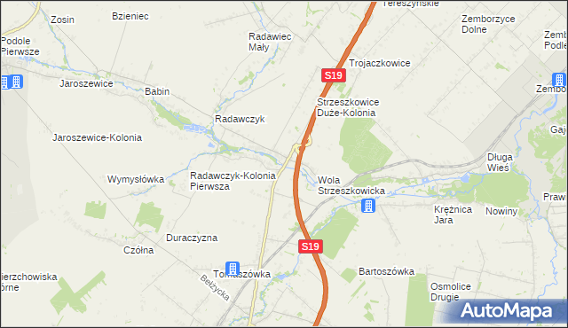 mapa Strzeszkowice Duże, Strzeszkowice Duże na mapie Targeo