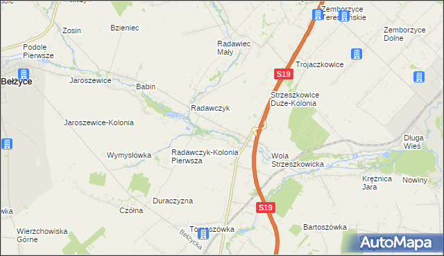 mapa Strzeszkowice Małe, Strzeszkowice Małe na mapie Targeo