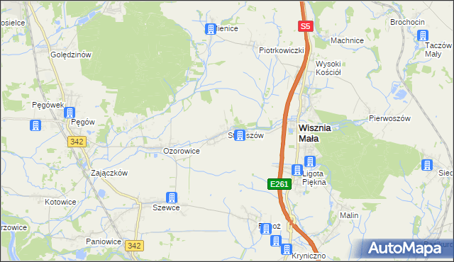 mapa Strzeszów gmina Wisznia Mała, Strzeszów gmina Wisznia Mała na mapie Targeo