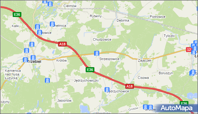 mapa Strzeszowice, Strzeszowice na mapie Targeo