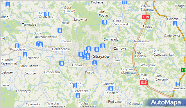 mapa Strzyżów, Strzyżów na mapie Targeo