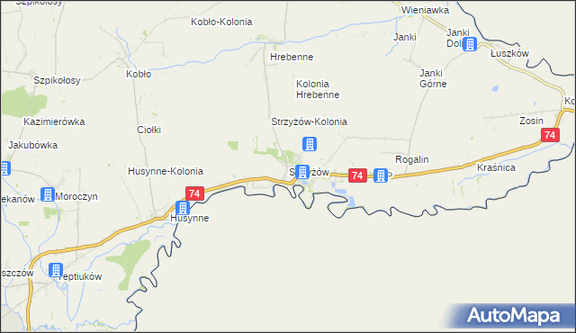 mapa Strzyżów gmina Horodło, Strzyżów gmina Horodło na mapie Targeo