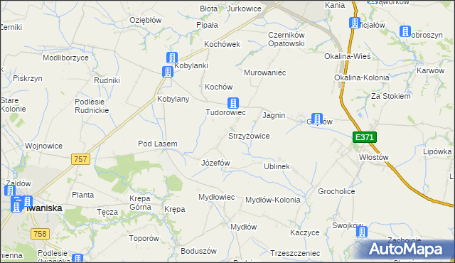 mapa Strzyżowice gmina Opatów, Strzyżowice gmina Opatów na mapie Targeo