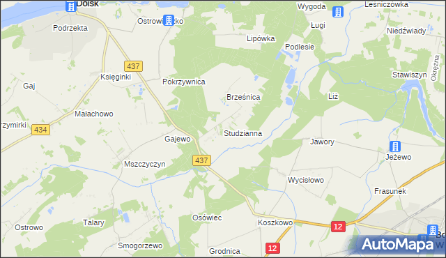 mapa Studzianna gmina Borek Wielkopolski, Studzianna gmina Borek Wielkopolski na mapie Targeo