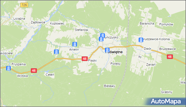mapa Studzianna gmina Poświętne, Studzianna gmina Poświętne na mapie Targeo