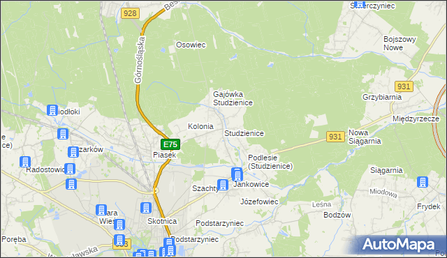 mapa Studzienice gmina Pszczyna, Studzienice gmina Pszczyna na mapie Targeo