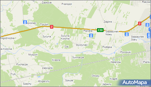 mapa Styrzyniec, Styrzyniec na mapie Targeo