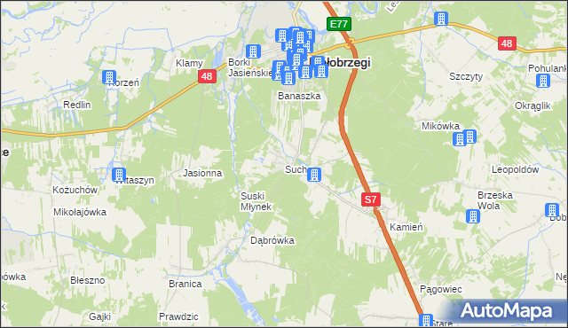 mapa Sucha gmina Białobrzegi, Sucha gmina Białobrzegi na mapie Targeo