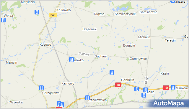 mapa Suchary gmina Nakło nad Notecią, Suchary gmina Nakło nad Notecią na mapie Targeo