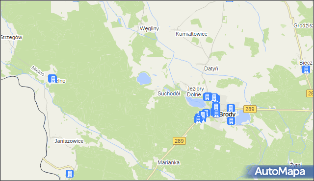 mapa Suchodół gmina Brody, Suchodół gmina Brody na mapie Targeo