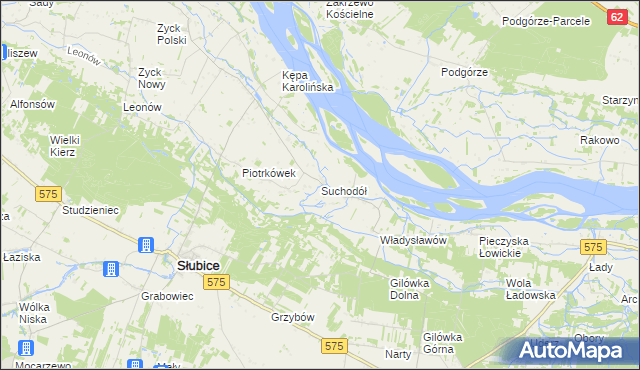 mapa Suchodół gmina Iłów, Suchodół gmina Iłów na mapie Targeo