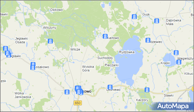 mapa Suchodoły gmina Srokowo, Suchodoły gmina Srokowo na mapie Targeo