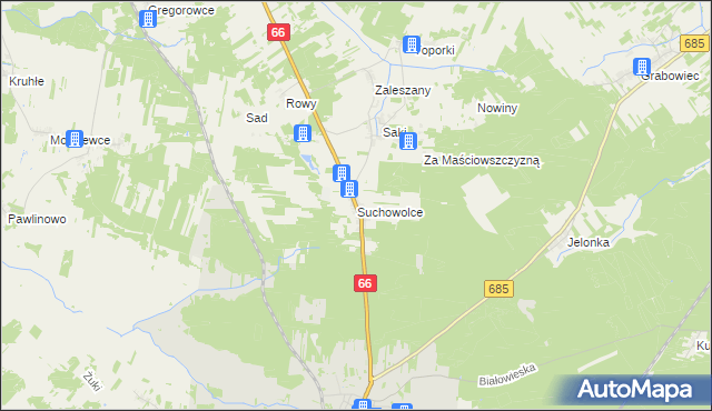 mapa Suchowolce, Suchowolce na mapie Targeo