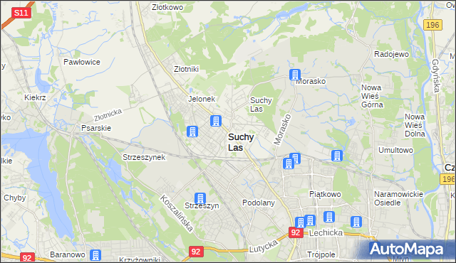 mapa Suchy Las powiat poznański, Suchy Las powiat poznański na mapie Targeo