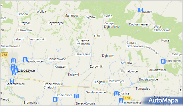 mapa Sudół gmina Działoszyce, Sudół gmina Działoszyce na mapie Targeo