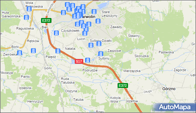 mapa Sulbiny, Sulbiny na mapie Targeo