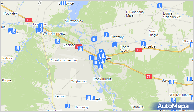 mapa Sulejów powiat piotrkowski, Sulejów powiat piotrkowski na mapie Targeo