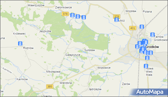 mapa Sulisław gmina Grodków, Sulisław gmina Grodków na mapie Targeo