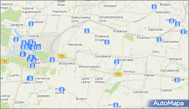 mapa Sulisławice gmina Wolbrom, Sulisławice gmina Wolbrom na mapie Targeo