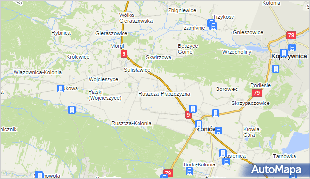 mapa Suliszów gmina Łoniów, Suliszów gmina Łoniów na mapie Targeo