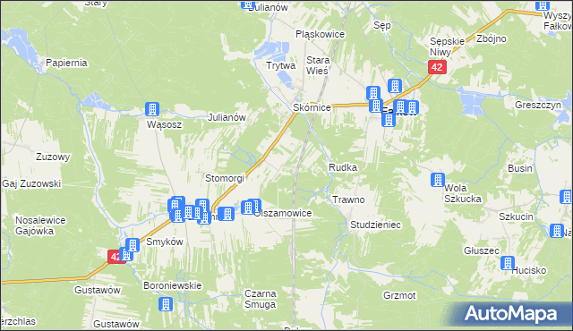 mapa Sułków gmina Fałków, Sułków gmina Fałków na mapie Targeo