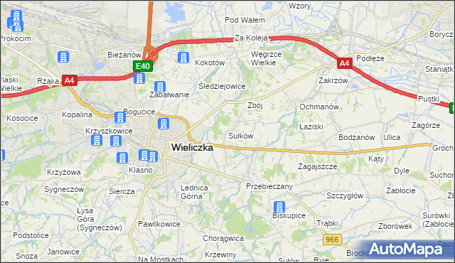 mapa Sułków gmina Wieliczka, Sułków gmina Wieliczka na mapie Targeo
