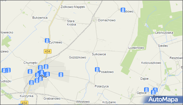 mapa Sułkowice gmina Krobia, Sułkowice gmina Krobia na mapie Targeo
