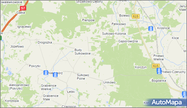 mapa Sułkowo Borowe, Sułkowo Borowe na mapie Targeo