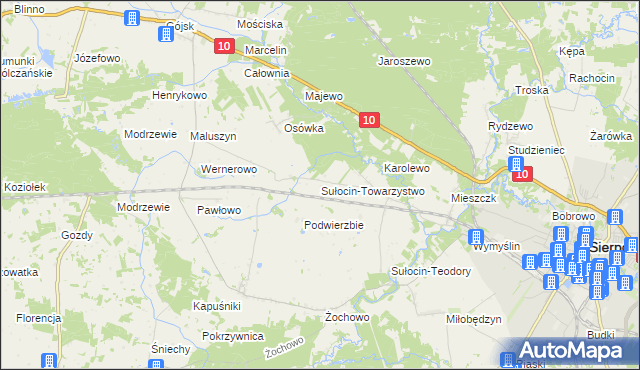 mapa Sułocin-Towarzystwo, Sułocin-Towarzystwo na mapie Targeo