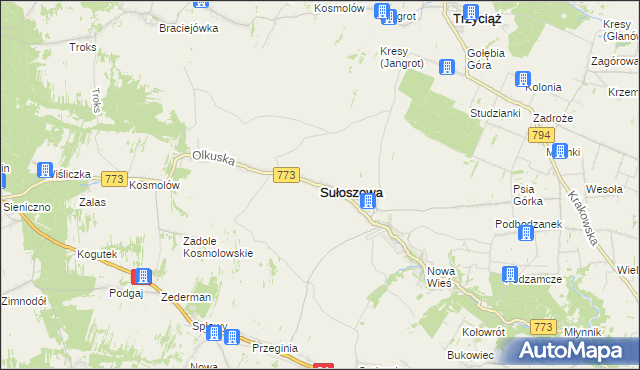 mapa Sułoszowa, Sułoszowa na mapie Targeo