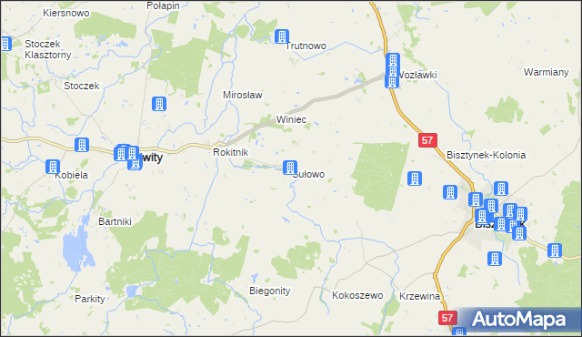 mapa Sułowo gmina Bisztynek, Sułowo gmina Bisztynek na mapie Targeo