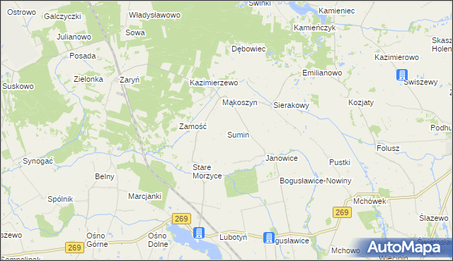 mapa Sumin gmina Wierzbinek, Sumin gmina Wierzbinek na mapie Targeo