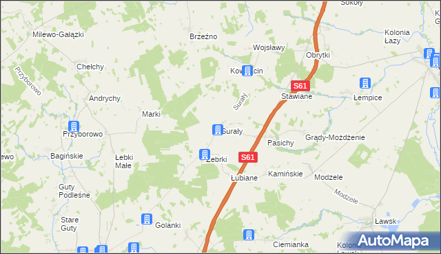 mapa Surały, Surały na mapie Targeo