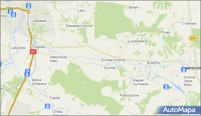 mapa Surhów-Kolonia, Surhów-Kolonia na mapie Targeo