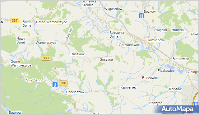 mapa Suszyna, Suszyna na mapie Targeo