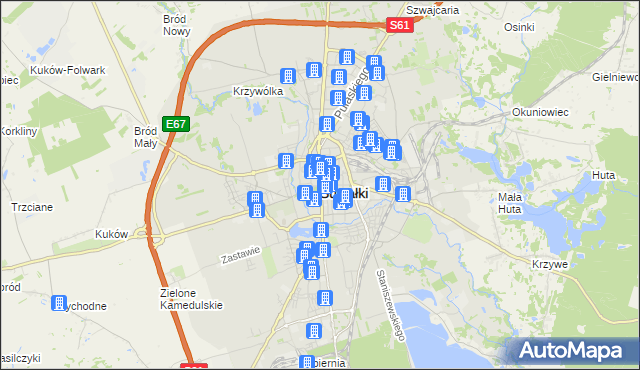 mapa Suwałk, Suwałki na mapie Targeo