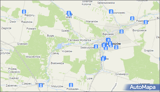 mapa Swaryszów, Swaryszów na mapie Targeo