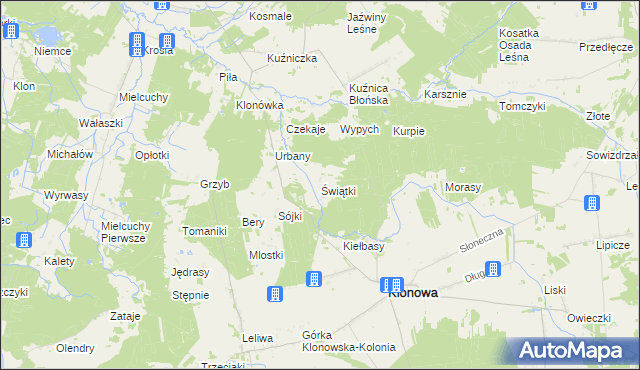 mapa Świątki gmina Klonowa, Świątki gmina Klonowa na mapie Targeo