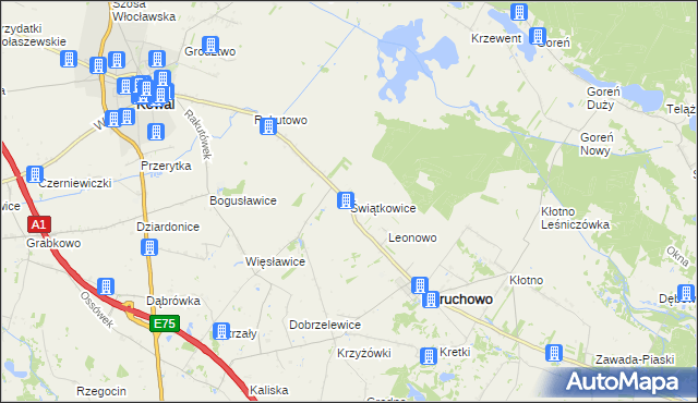 mapa Świątkowice gmina Baruchowo, Świątkowice gmina Baruchowo na mapie Targeo