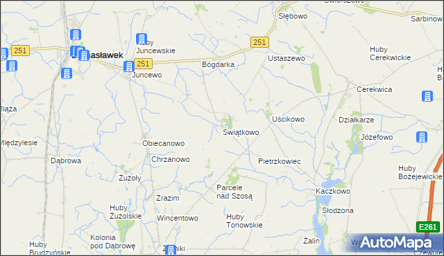 mapa Świątkowo gmina Janowiec Wielkopolski, Świątkowo gmina Janowiec Wielkopolski na mapie Targeo