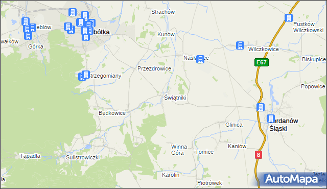 mapa Świątniki gmina Sobótka, Świątniki gmina Sobótka na mapie Targeo