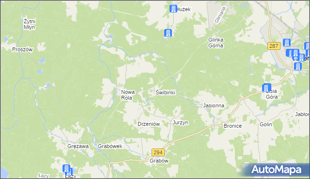 mapa Świbinki, Świbinki na mapie Targeo