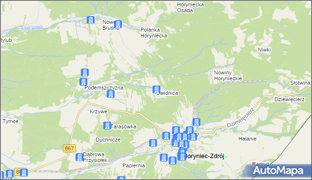 mapa Świdnica gmina Horyniec-Zdrój, Świdnica gmina Horyniec-Zdrój na mapie Targeo