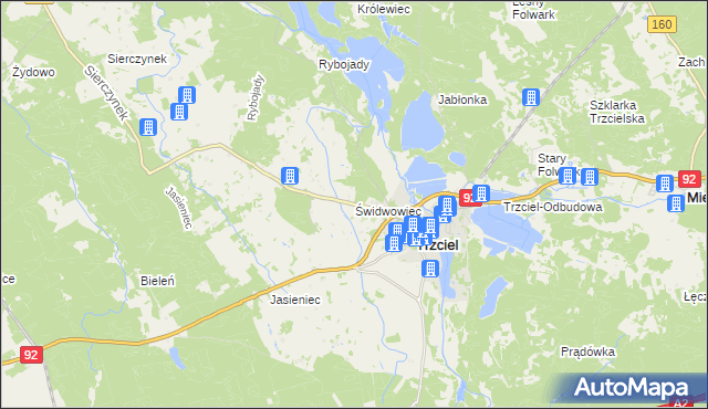 mapa Świdwowiec, Świdwowiec na mapie Targeo