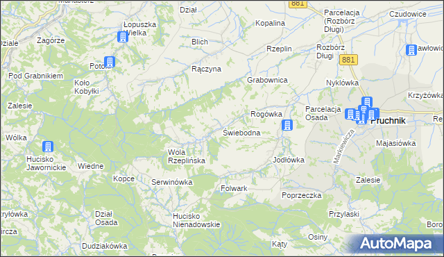 mapa Świebodna, Świebodna na mapie Targeo