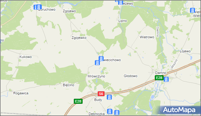 mapa Świecichowo, Świecichowo na mapie Targeo